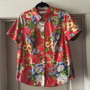 NWOT - Linea by Louis Dell'Olio printed cotton button front top